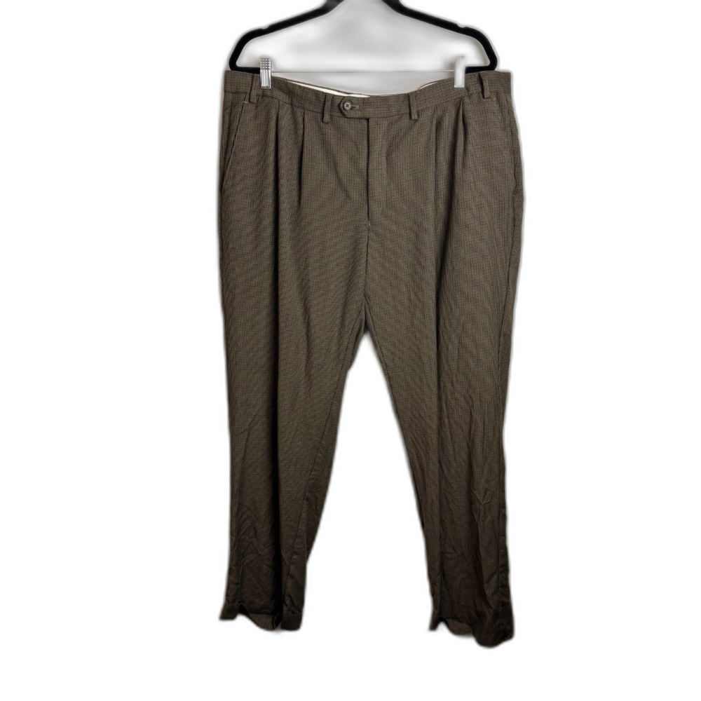 Lauren Ralph Lauren Men’s Brown Houndstooth Wool Dress Pants 40x30 Pleated